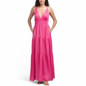 YFB | NEW!!! $238 Sienna Tiered Maxi Dress in Hot Pink, Size Small